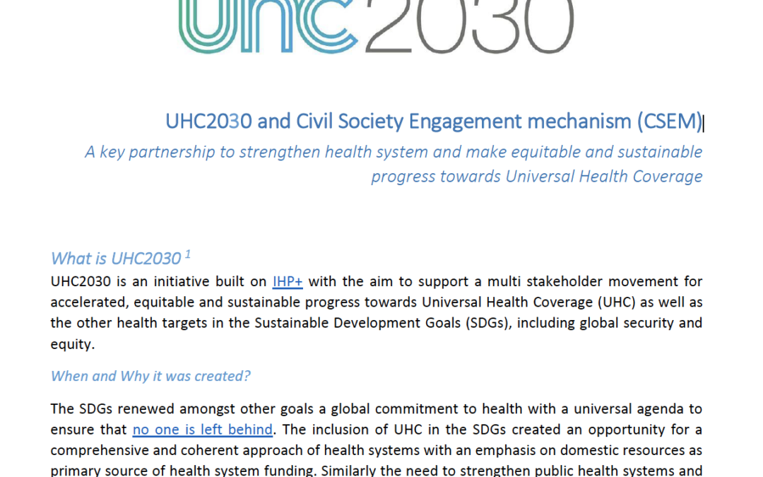 UHC2030 and Civil Society Engagement Mechanism