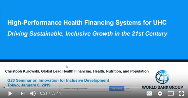 G20 UHC Financing Report Webinar co-hosted by CSEM and World Bank