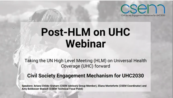 Post-HLM Civil Society Webinar Presentation: Taking the UN HLM on UHC Forward