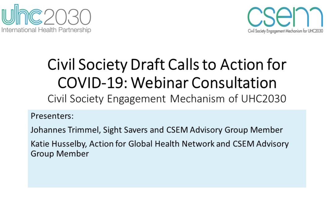 Civil Society Draft Calls to Action for COVID-19: Webinar Consultation