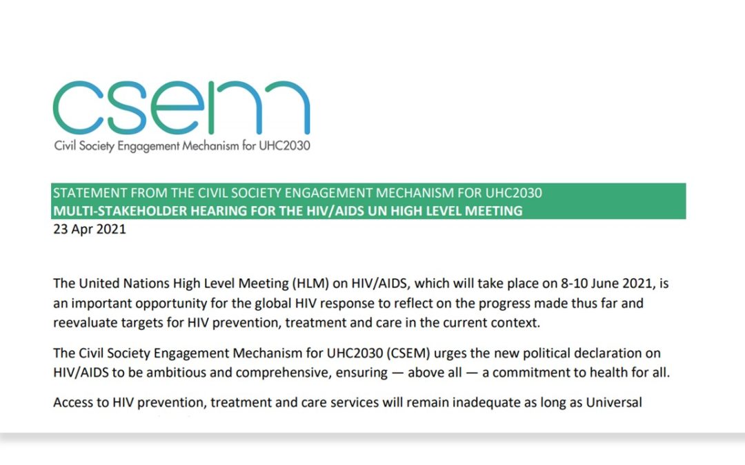 CSEM Messages for the UN High Level Meeting on HIV/AIDS