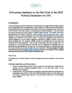 Civil society feedback on the Zero Draft of the 2023 Political Declaration on UHC