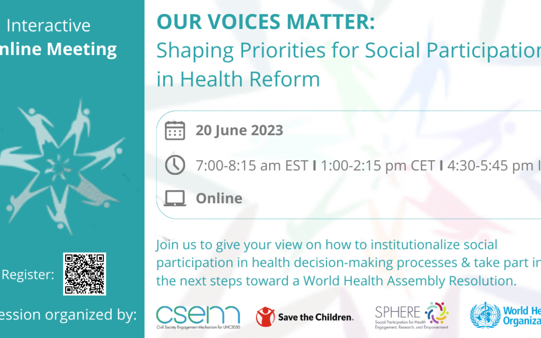 Online Meeting “Our Voices Matter: Shaping Priorities for Social Participation in Health Reform”